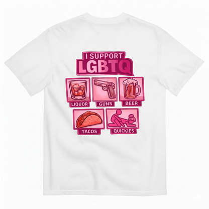 I SUPPORT LGBTQ T-SHIRT (BACK PRINT)