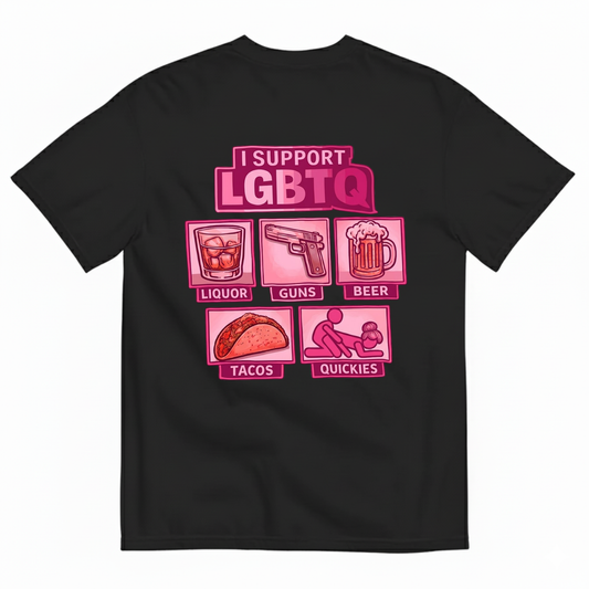 I SUPPORT LGBTQ T-SHIRT (BACK PRINT)