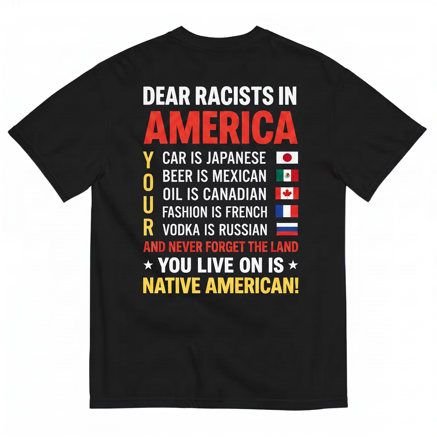 DEAR RACISTS T-SHIRT (BACK PRINT)