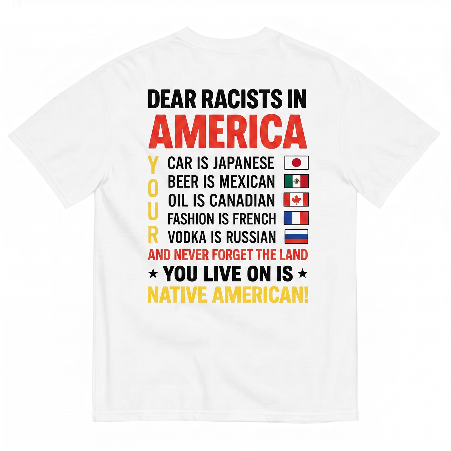 DEAR RACISTS T-SHIRT (BACK PRINT)